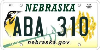 NE license plate ABA310