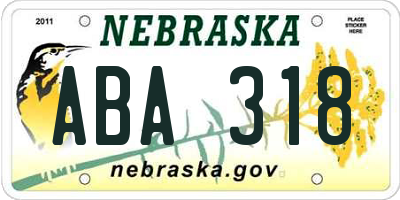 NE license plate ABA318