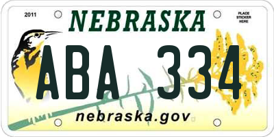 NE license plate ABA334