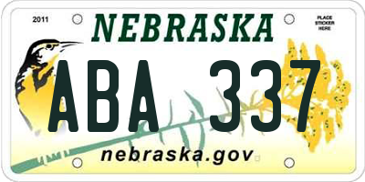 NE license plate ABA337