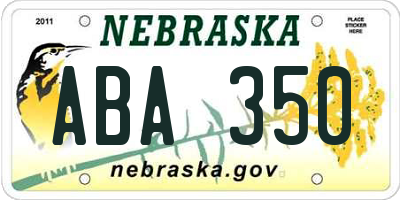 NE license plate ABA350