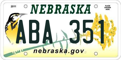 NE license plate ABA351