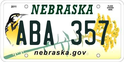 NE license plate ABA357
