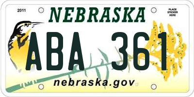 NE license plate ABA361