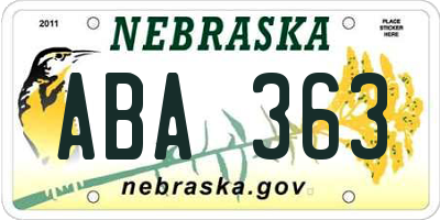 NE license plate ABA363