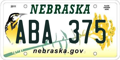 NE license plate ABA375