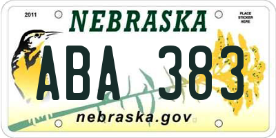 NE license plate ABA383