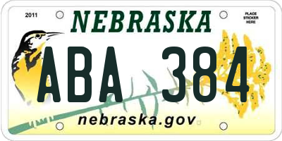 NE license plate ABA384