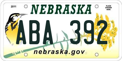 NE license plate ABA392