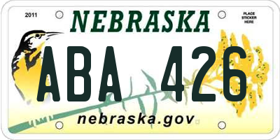 NE license plate ABA426