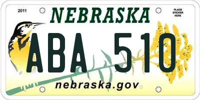 NE license plate ABA510