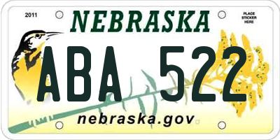 NE license plate ABA522
