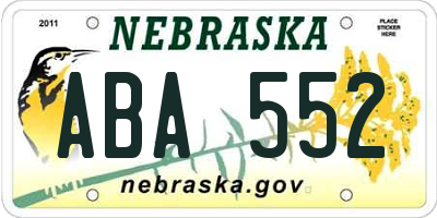 NE license plate ABA552