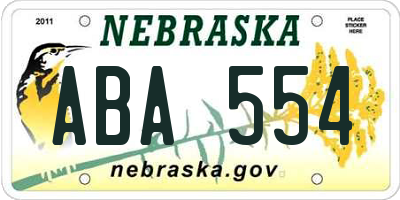 NE license plate ABA554