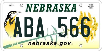 NE license plate ABA566