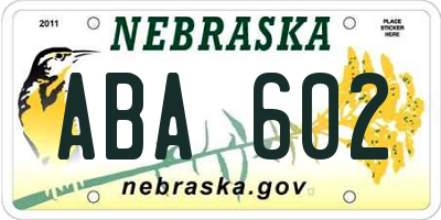 NE license plate ABA602