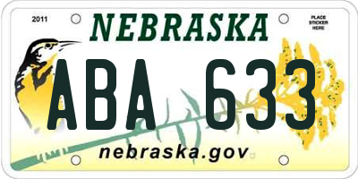 NE license plate ABA633