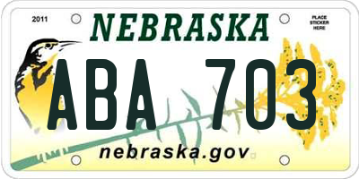 NE license plate ABA703