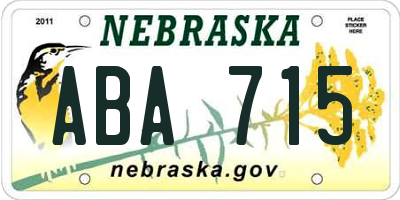 NE license plate ABA715
