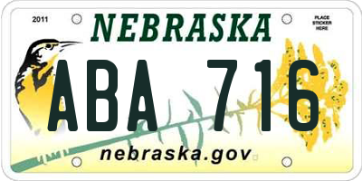NE license plate ABA716