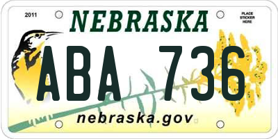 NE license plate ABA736