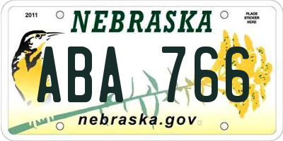 NE license plate ABA766