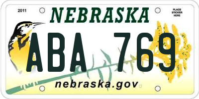 NE license plate ABA769