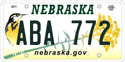 NE license plate ABA772