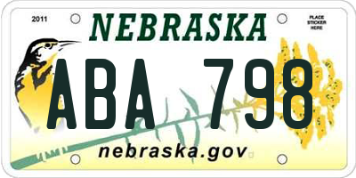 NE license plate ABA798