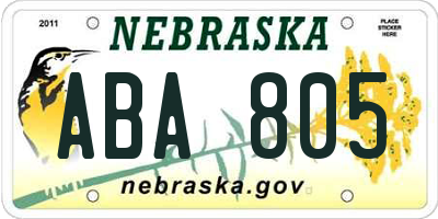 NE license plate ABA805