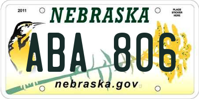 NE license plate ABA806