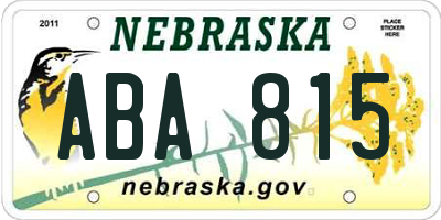 NE license plate ABA815