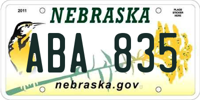 NE license plate ABA835