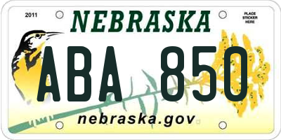 NE license plate ABA850