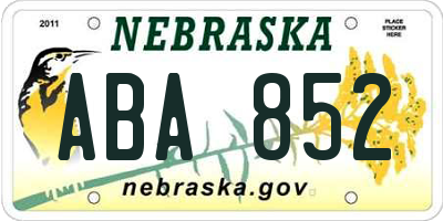 NE license plate ABA852