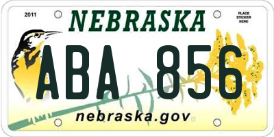 NE license plate ABA856