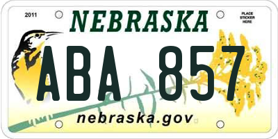 NE license plate ABA857