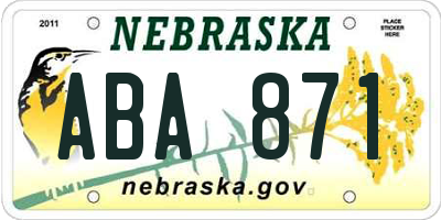 NE license plate ABA871