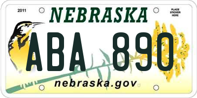 NE license plate ABA890