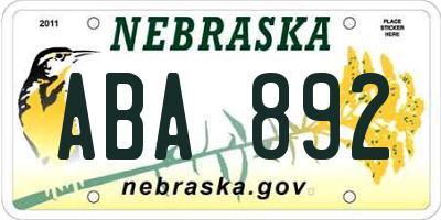NE license plate ABA892