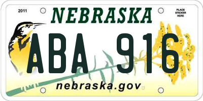NE license plate ABA916