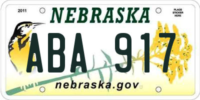 NE license plate ABA917
