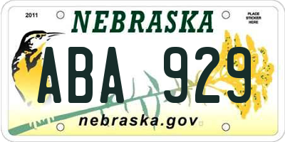 NE license plate ABA929