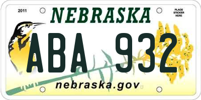 NE license plate ABA932
