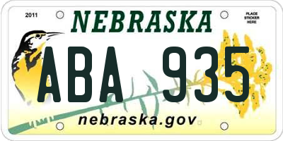 NE license plate ABA935