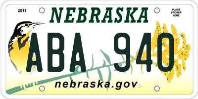 NE license plate ABA940