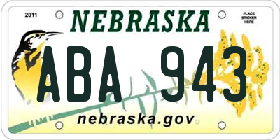 NE license plate ABA943