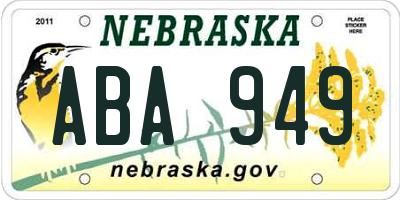 NE license plate ABA949