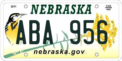 NE license plate ABA956