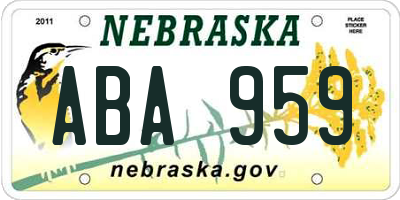NE license plate ABA959